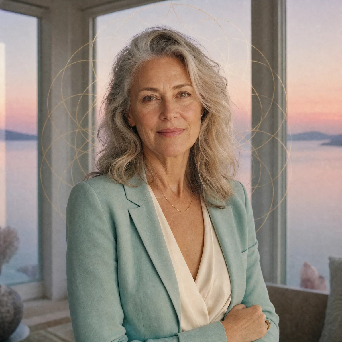 A woman leader in a sunlit office at morning, at ease and self-possessed